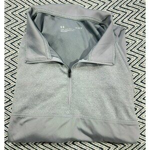 Under Armour Men's Gray Long Sleeve 1/4 Zip Pullover Sweater Loose Fit Size L